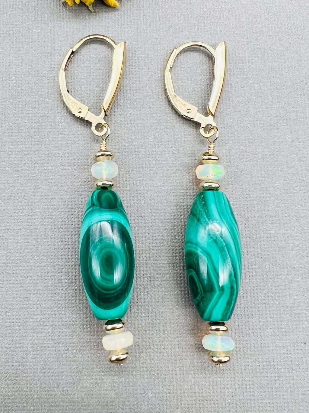 Marvelous Malachite & Opal Earrings