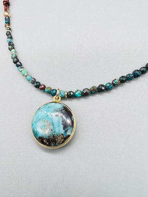 Azurite & Leather Necklace