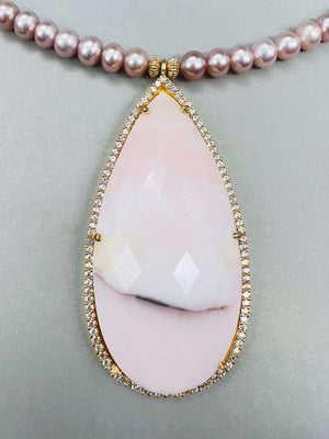 Pink Opal & Pearl Necklace