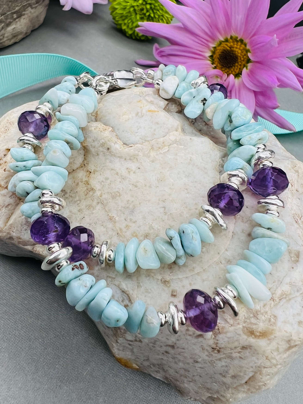 Amethyst & Larimar Bracelet