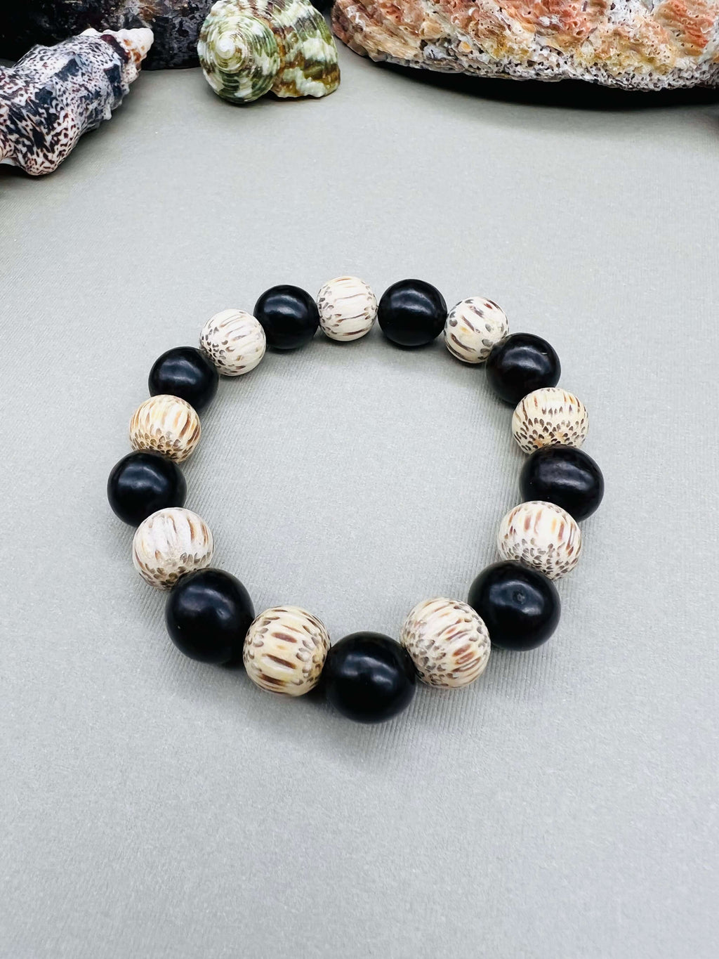 Buri Root & Palm Wood Stretch Bracelet