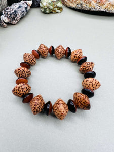 Palm Wood Bicone Stretch Bracelet