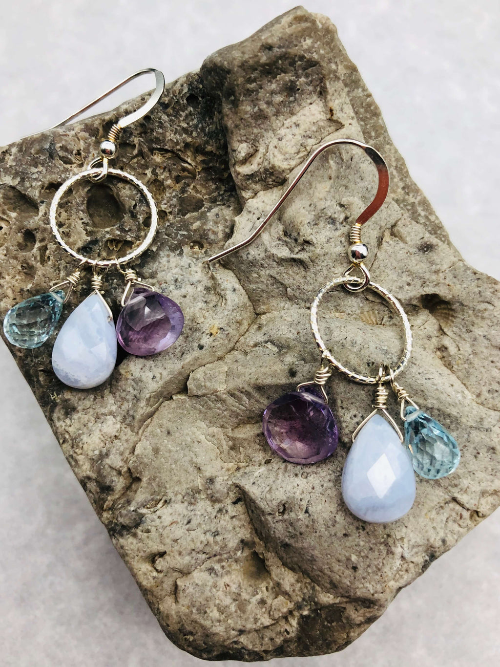 Tri-Stone Earrings