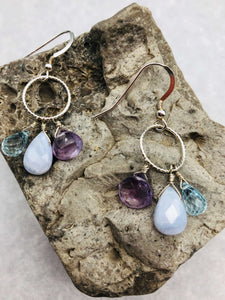 Tri-Stone Earrings