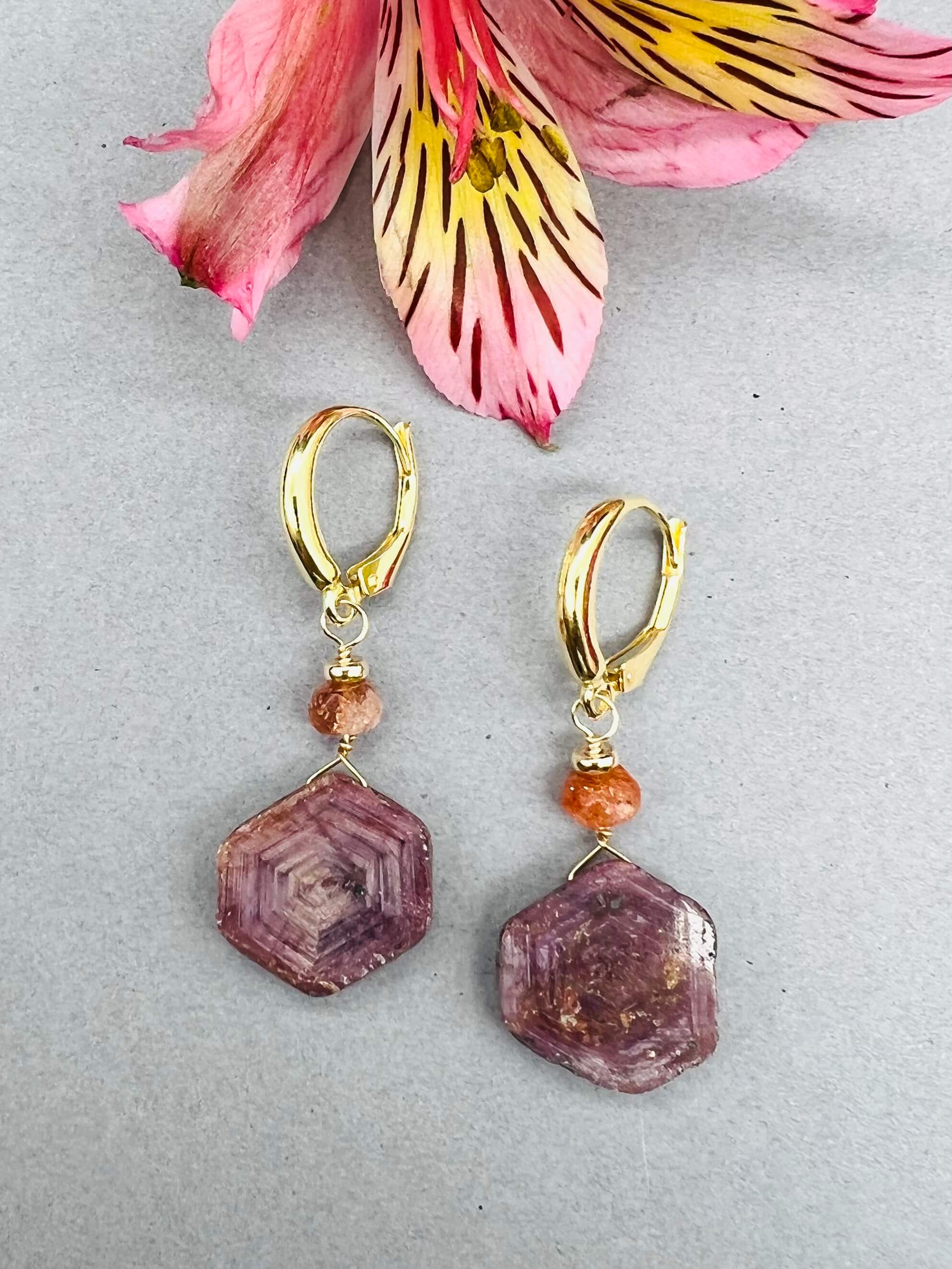 Ruby & Sunstone Earrings