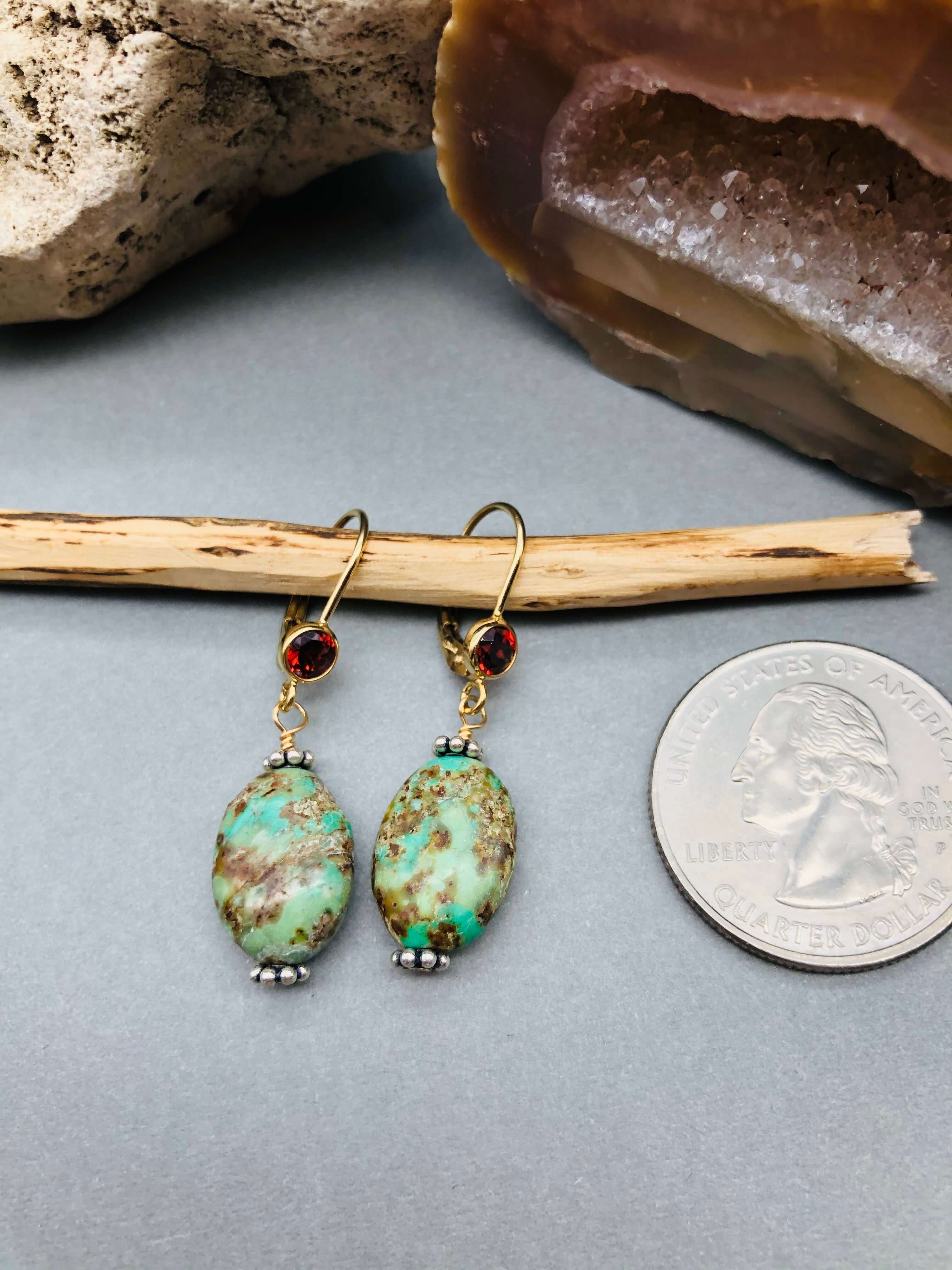 Garnet & Chrysocolla Earrings