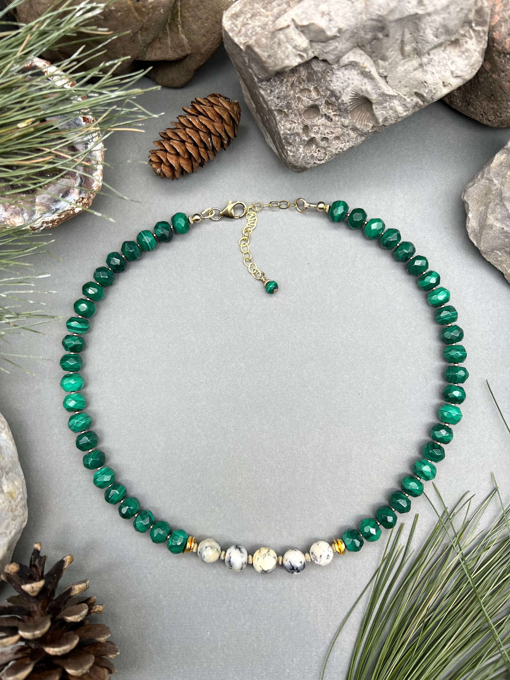 Malachite & Dendritic Opal Necklace