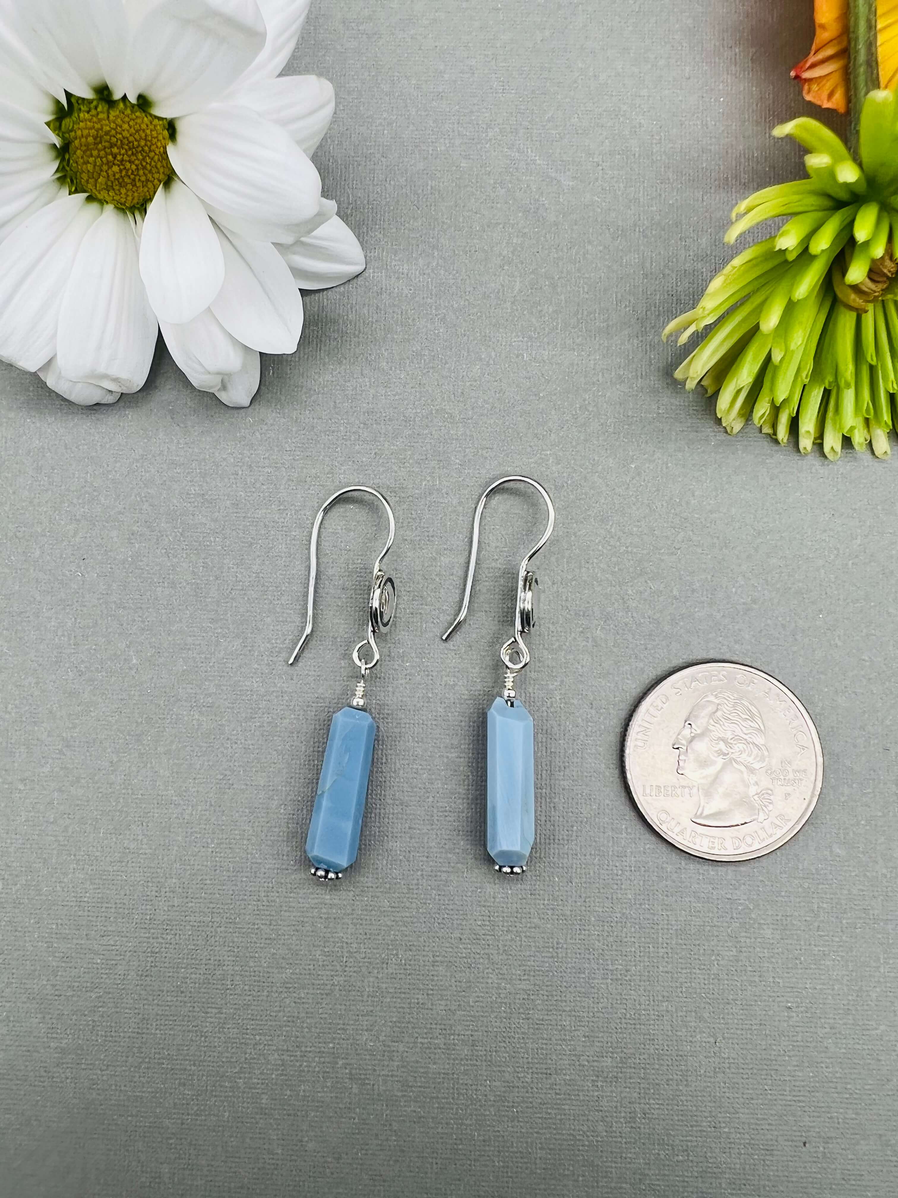 Blue Opal Pillar Earrings