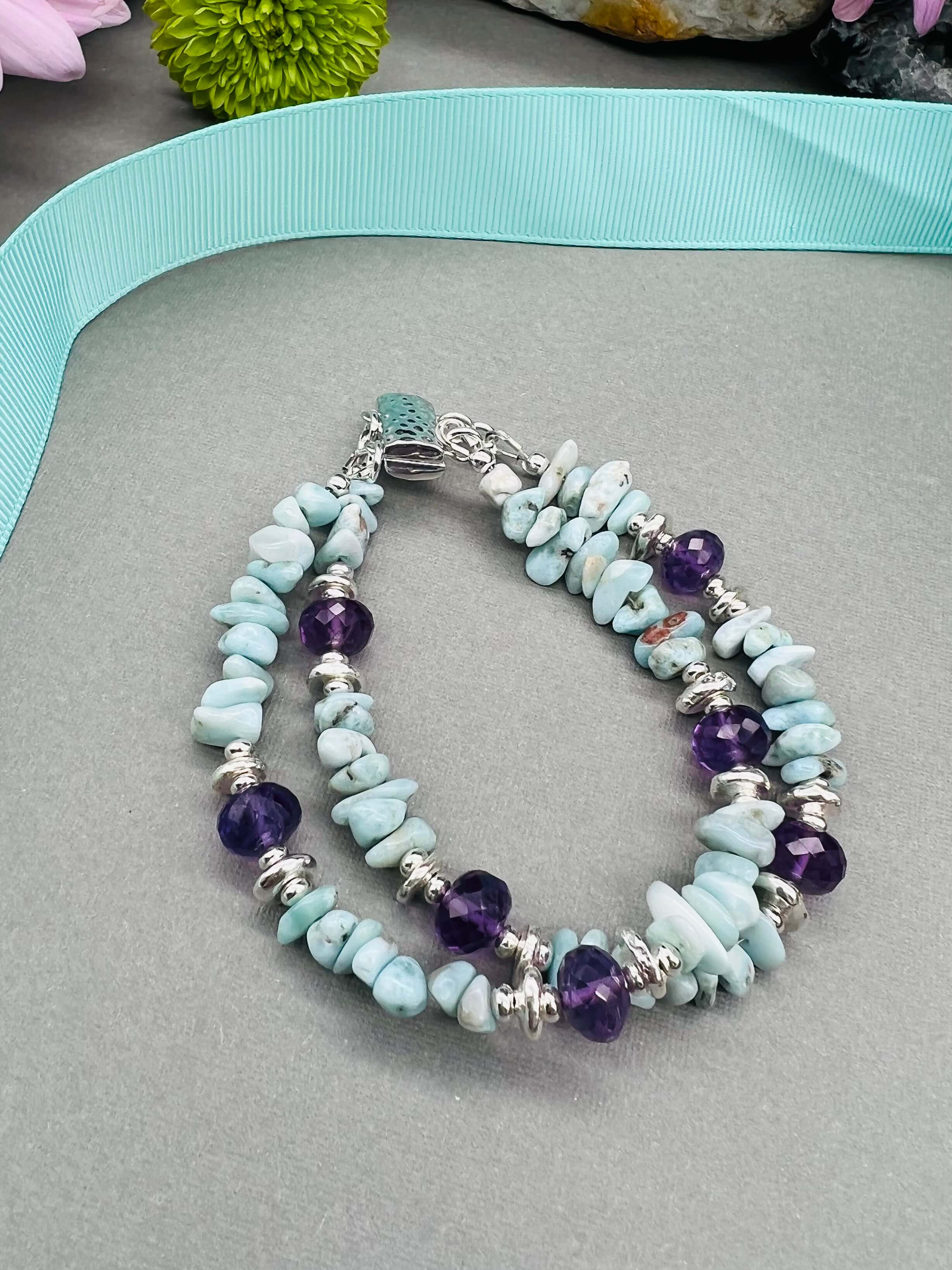 Amethyst & Larimar Bracelet