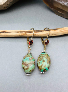 Garnet & Chrysocolla Earrings