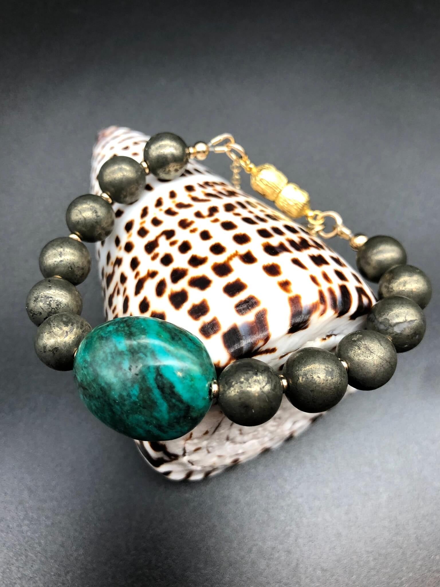 Turquoise & Pyrite Bracelet