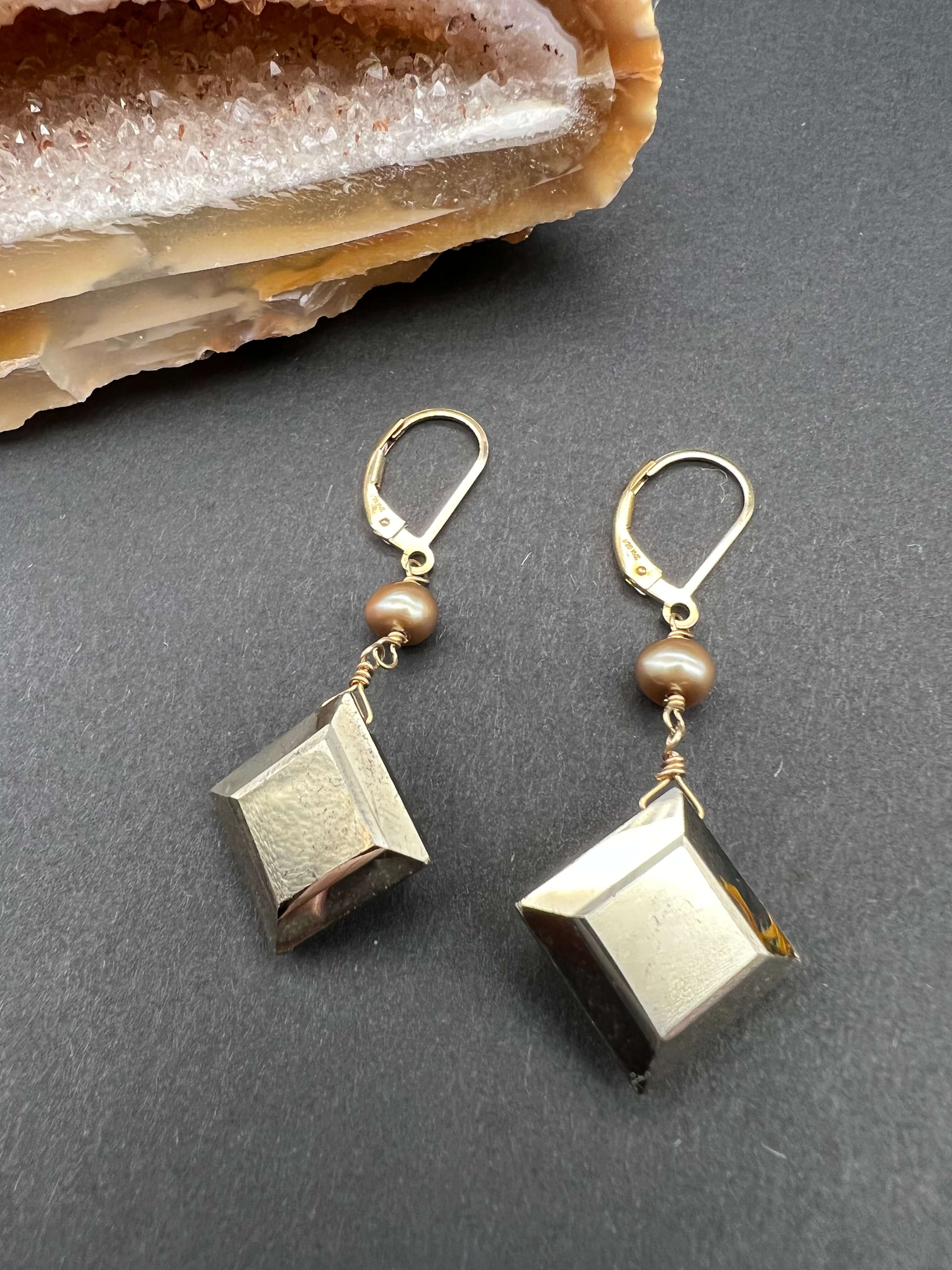 Pyrite & Pearl Earrings