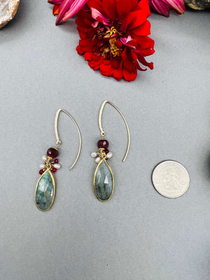 Ruby & Labradorite Earrings