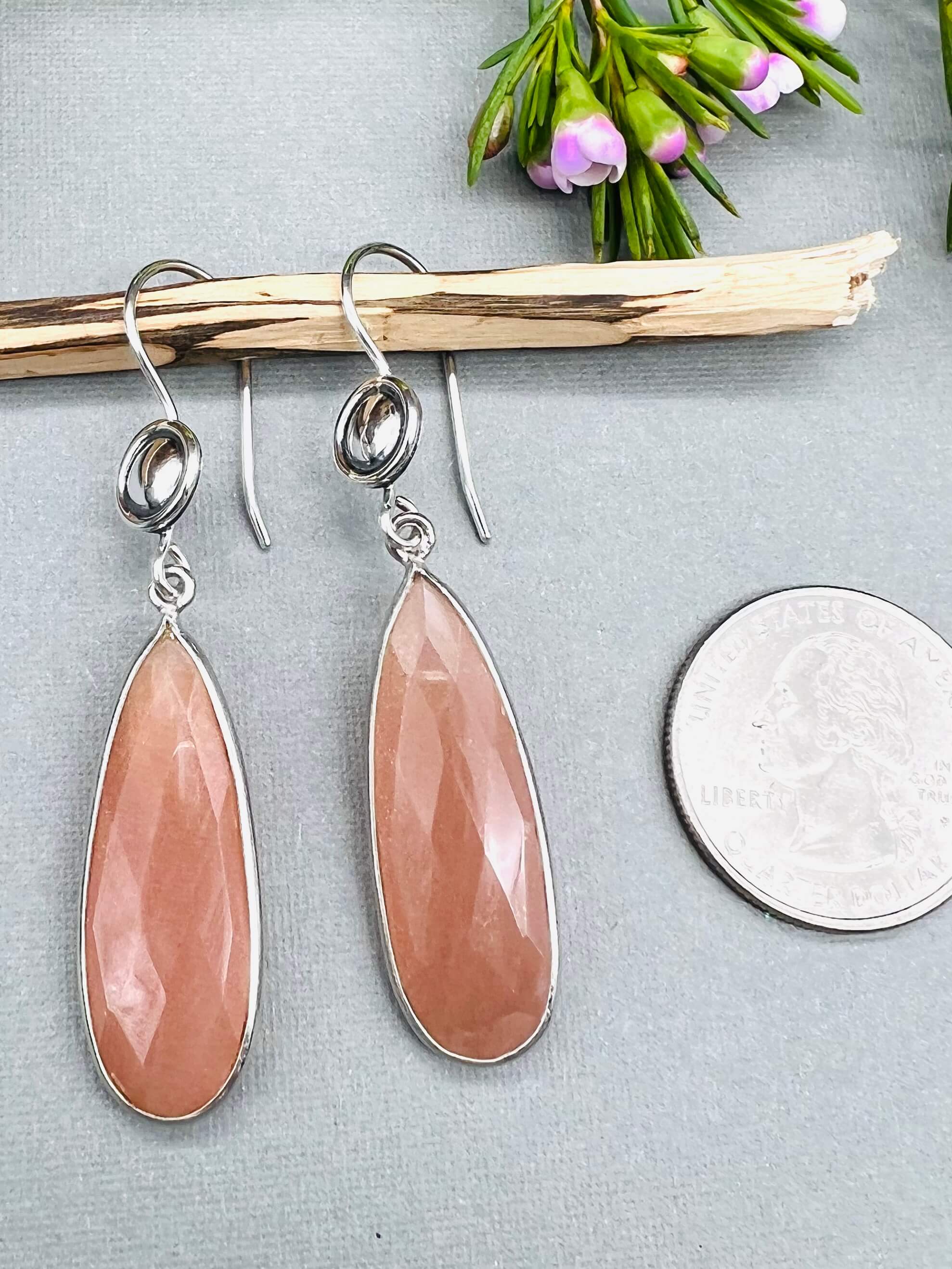 Peach Moonstone Earrings