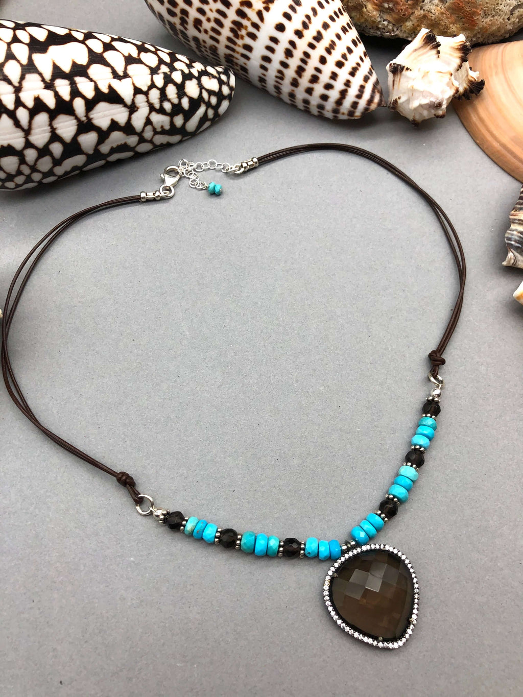 Smoky Quartz & Turquoise Necklace