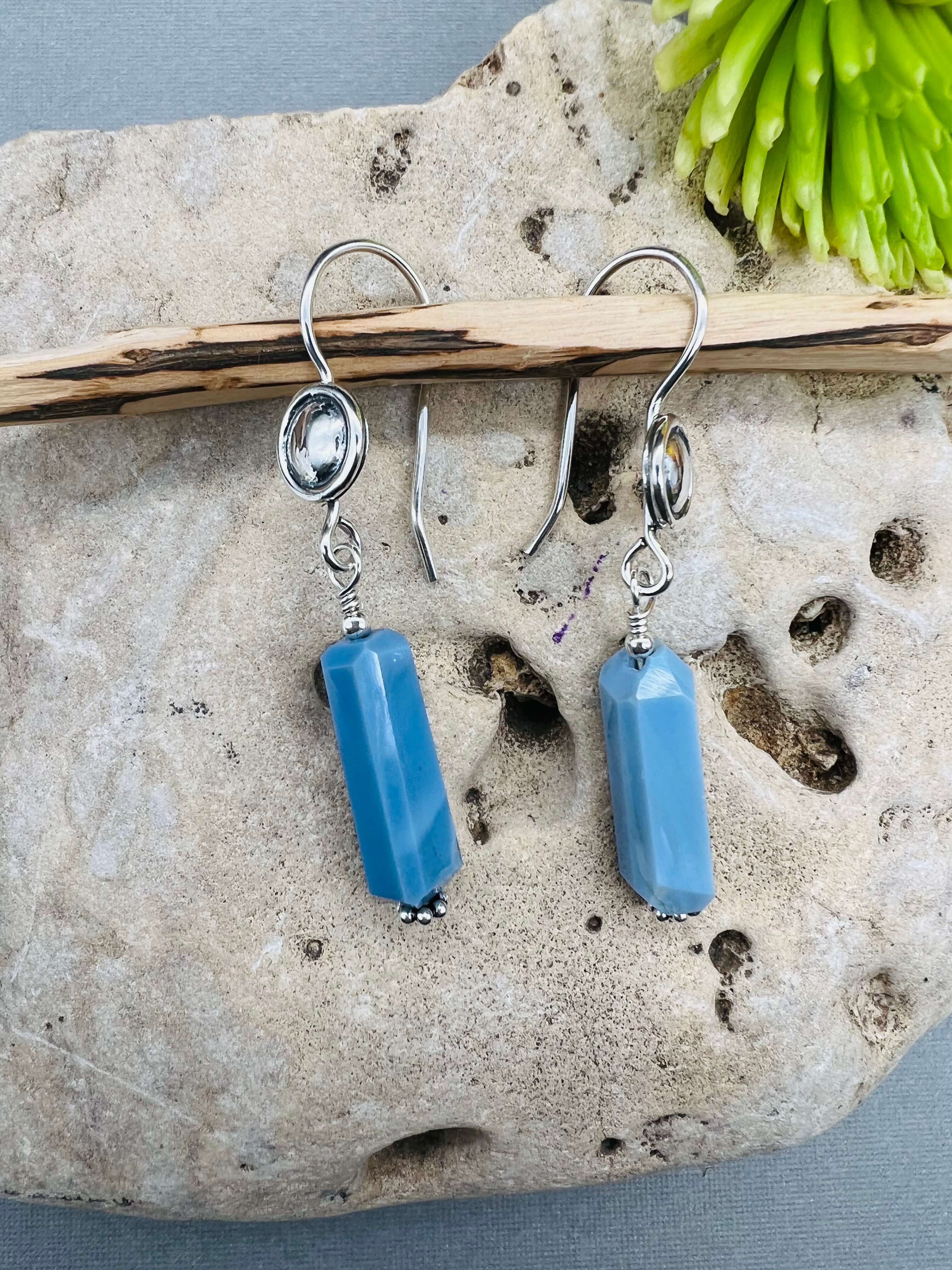 Blue Opal Pillar Earrings