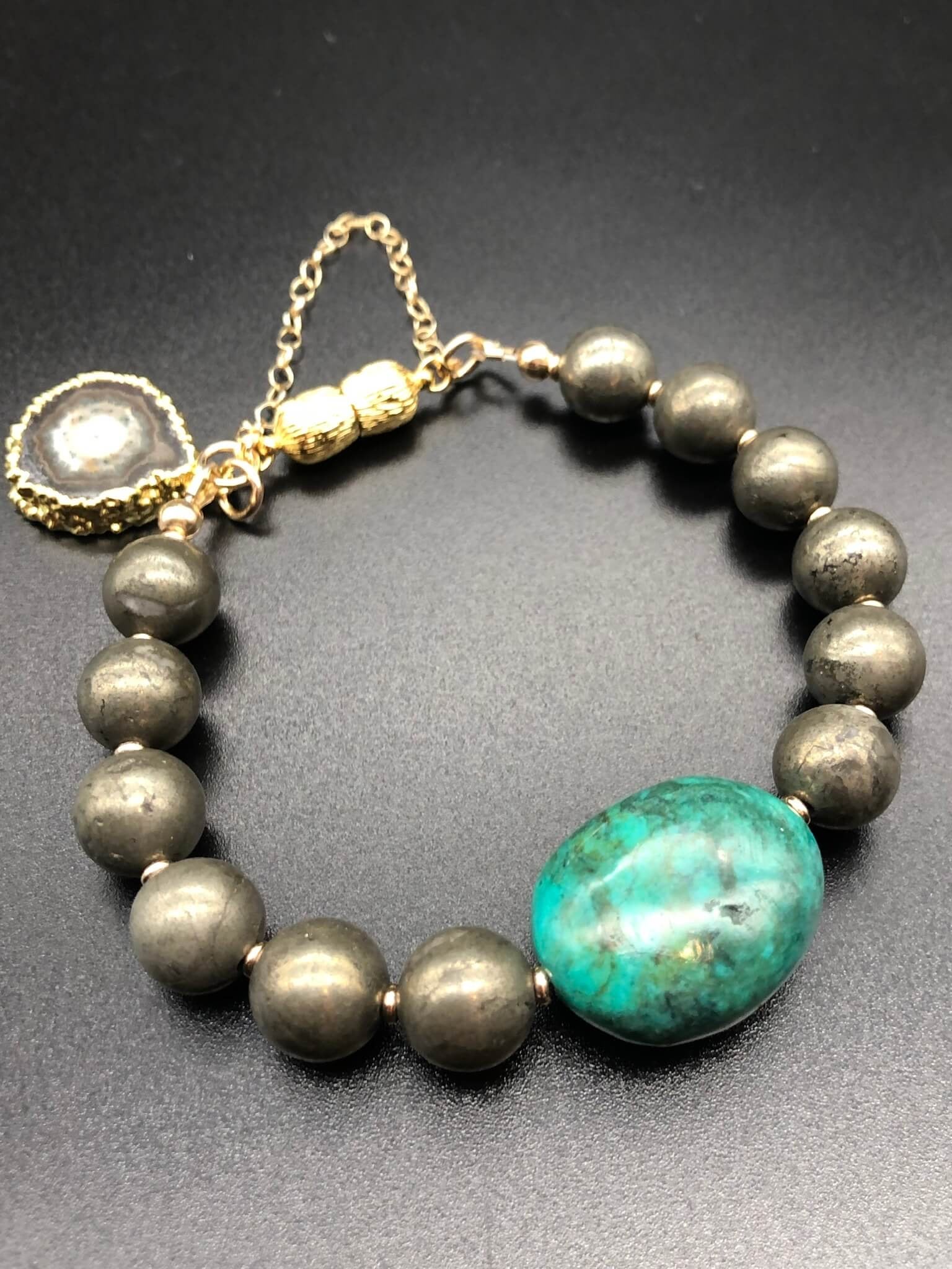 Turquoise & Pyrite Bracelet