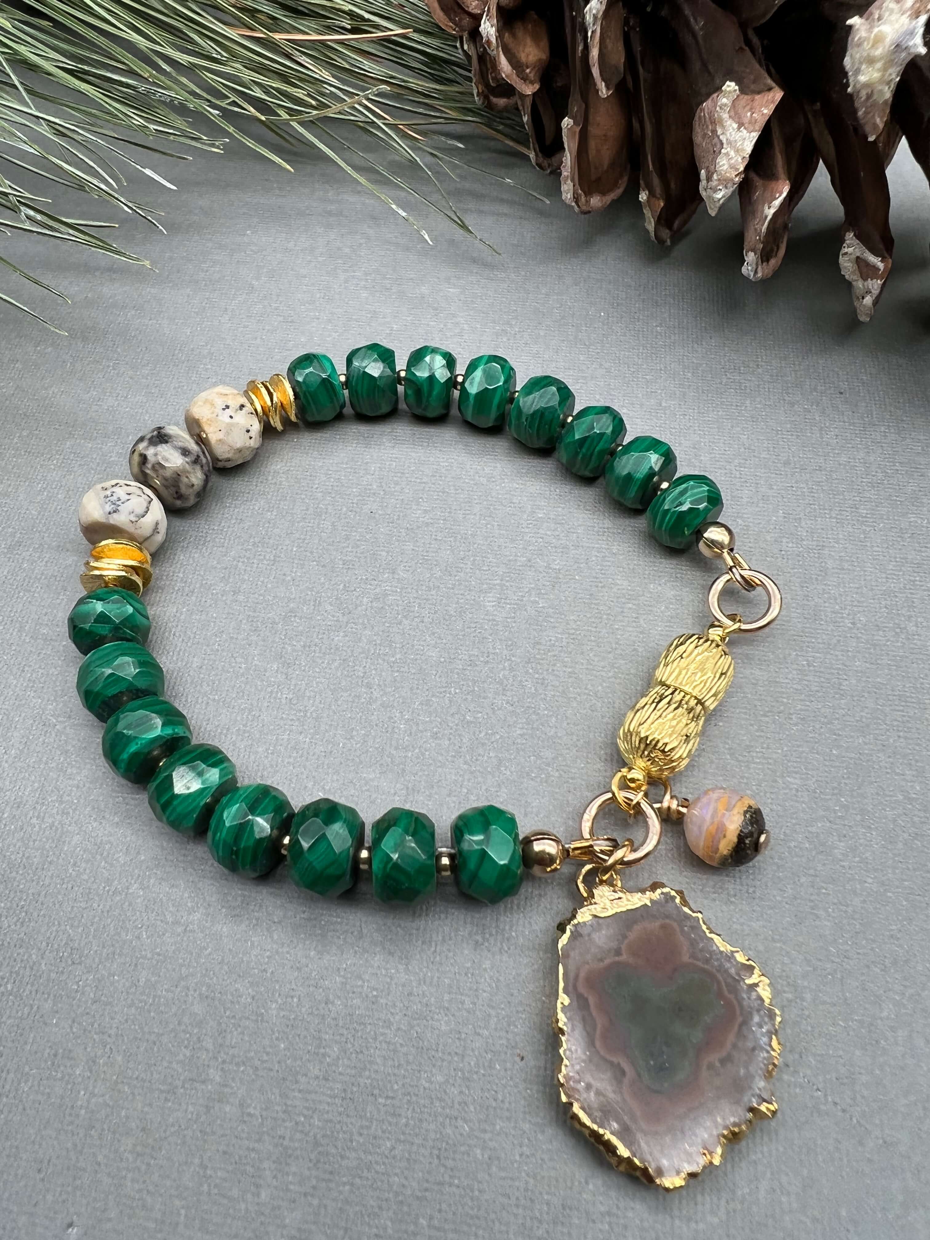 Malachite & Dendritic Opal Bracelet