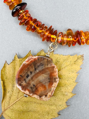 Necklace Petrified Wood Picture Jasper pendant — Ana Rocks