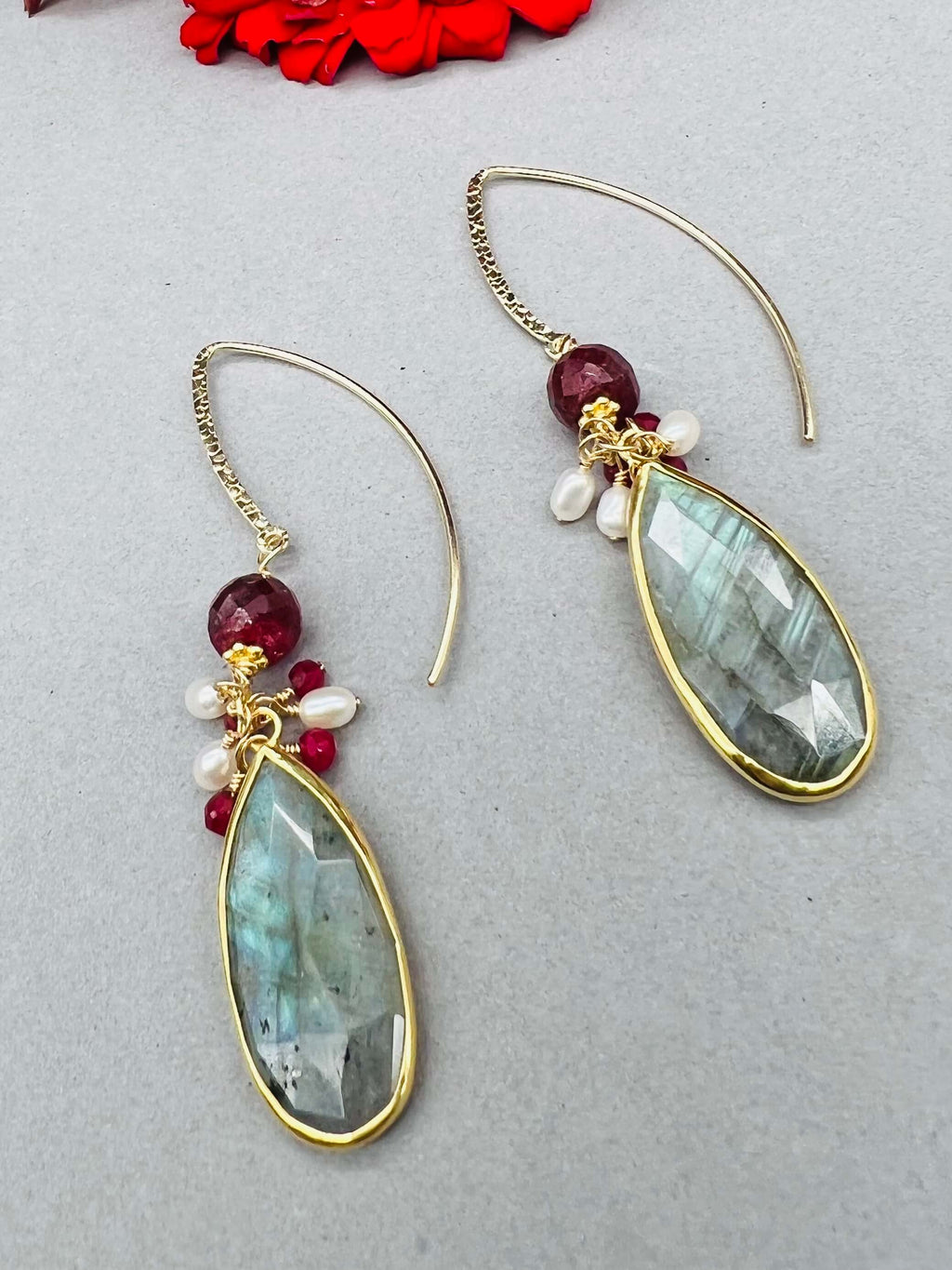 Ruby & Labradorite Earrings